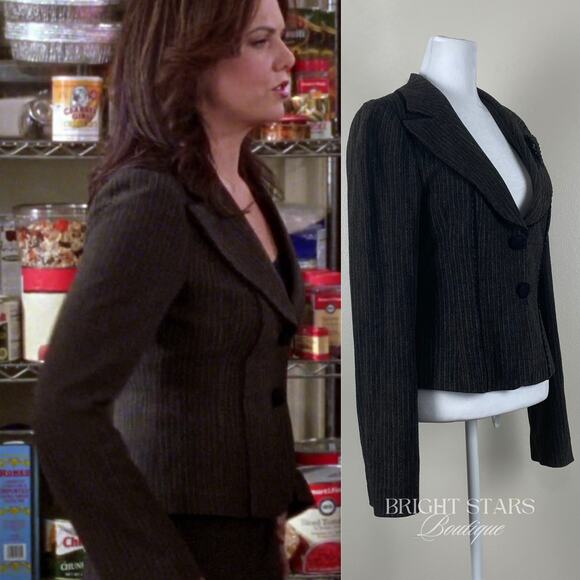 Extremely Rare Blazer Jacket ASO Lorelai Gilmore Girls Applique Flower Brown - Picture 3 of 12